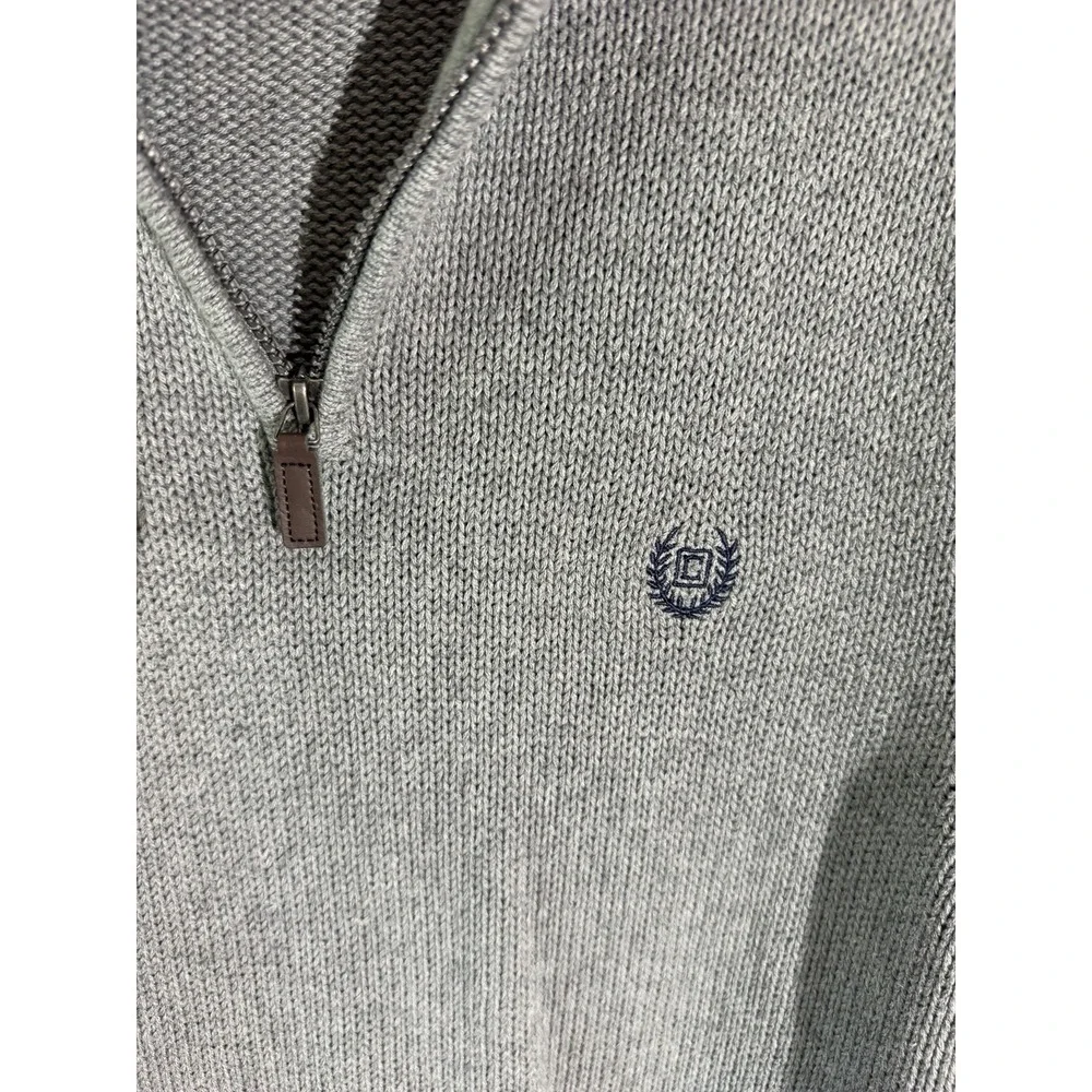 Chaps Men's M Gray 1/4 Zip Mock Neck Knit Sweater